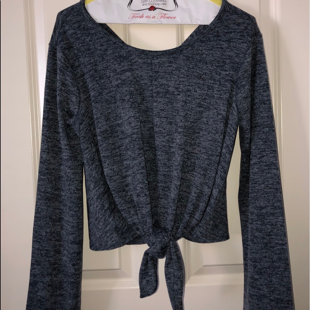 Blue tie sweater